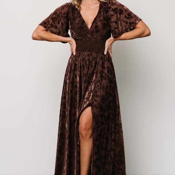 Baltic Born Veronica Velvet Maxi Dress | Espresso Size XL (NEVER WORN) - Picture 2 of 6